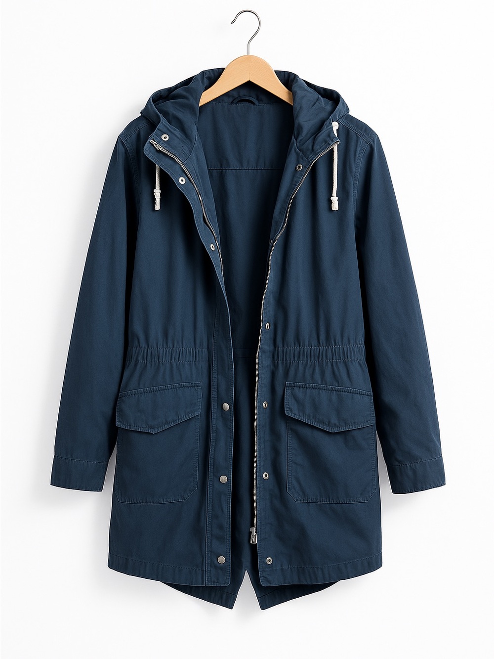 Lucky Brand Navy Utility Jacket Hooded Zip Snap Coat Size 3X - Picture 2 of 10